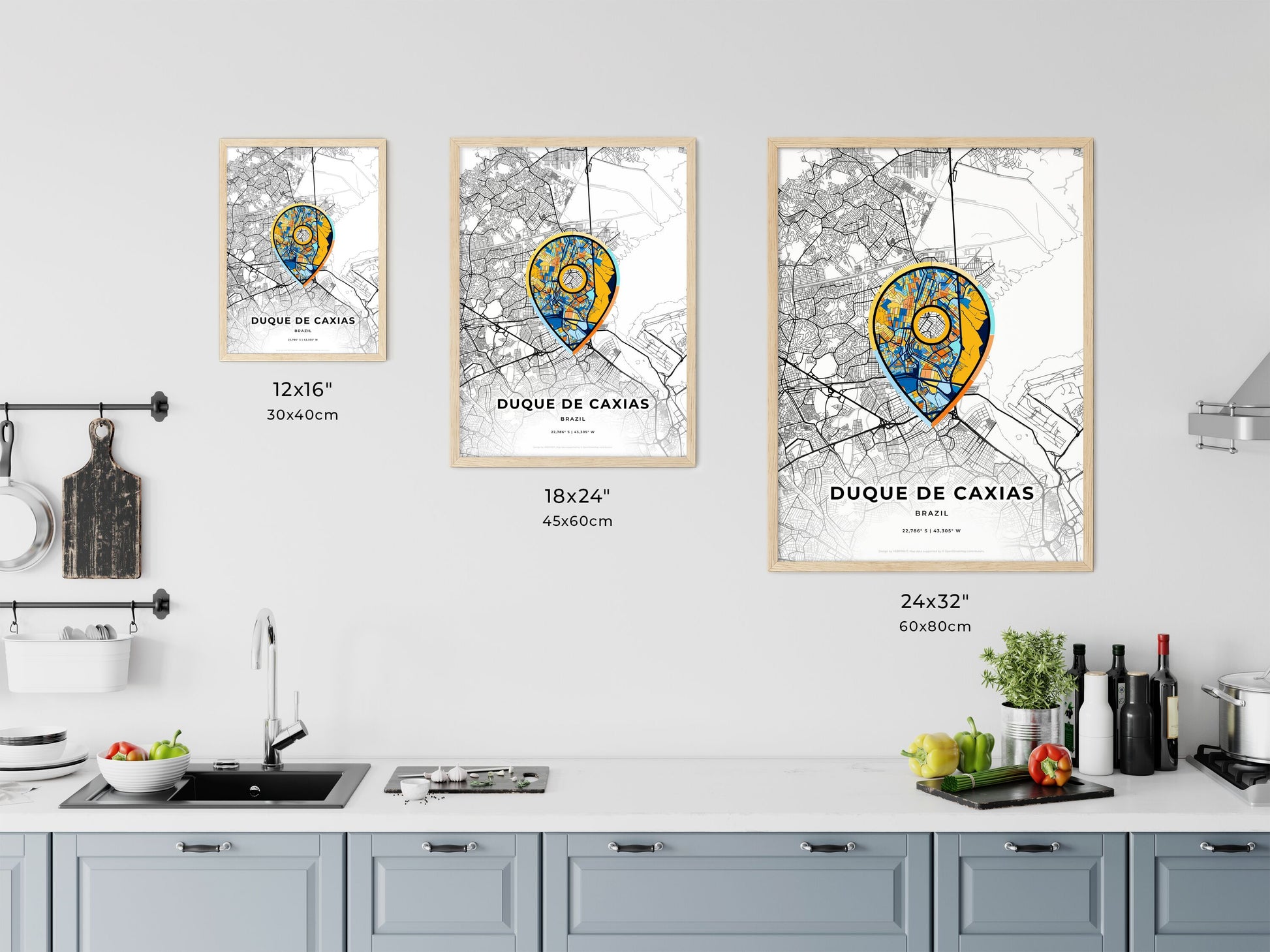 Duque De Caxias Brazil art map size chart