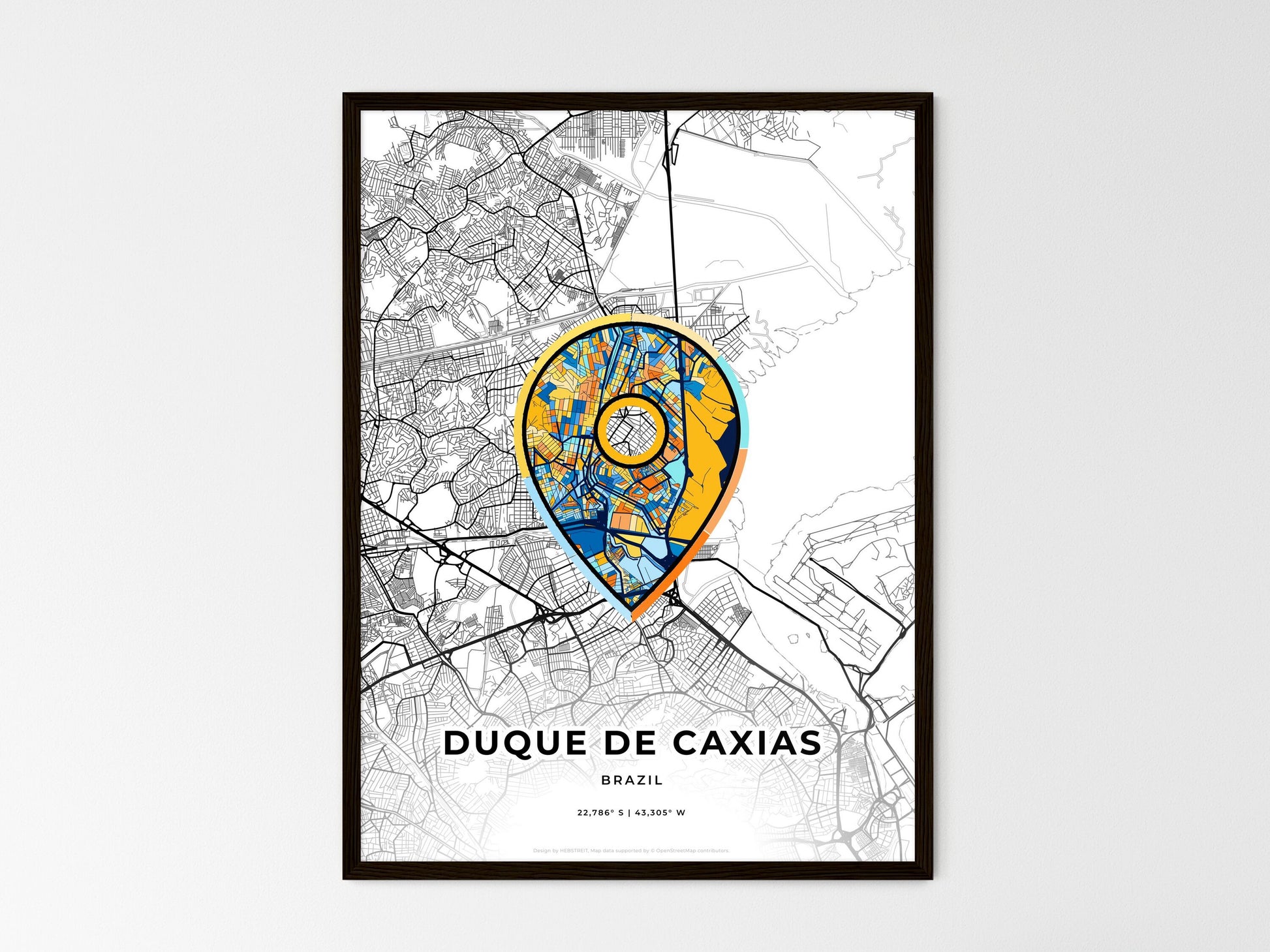 Duque De Caxias Brazil wedding art map with pointer icon