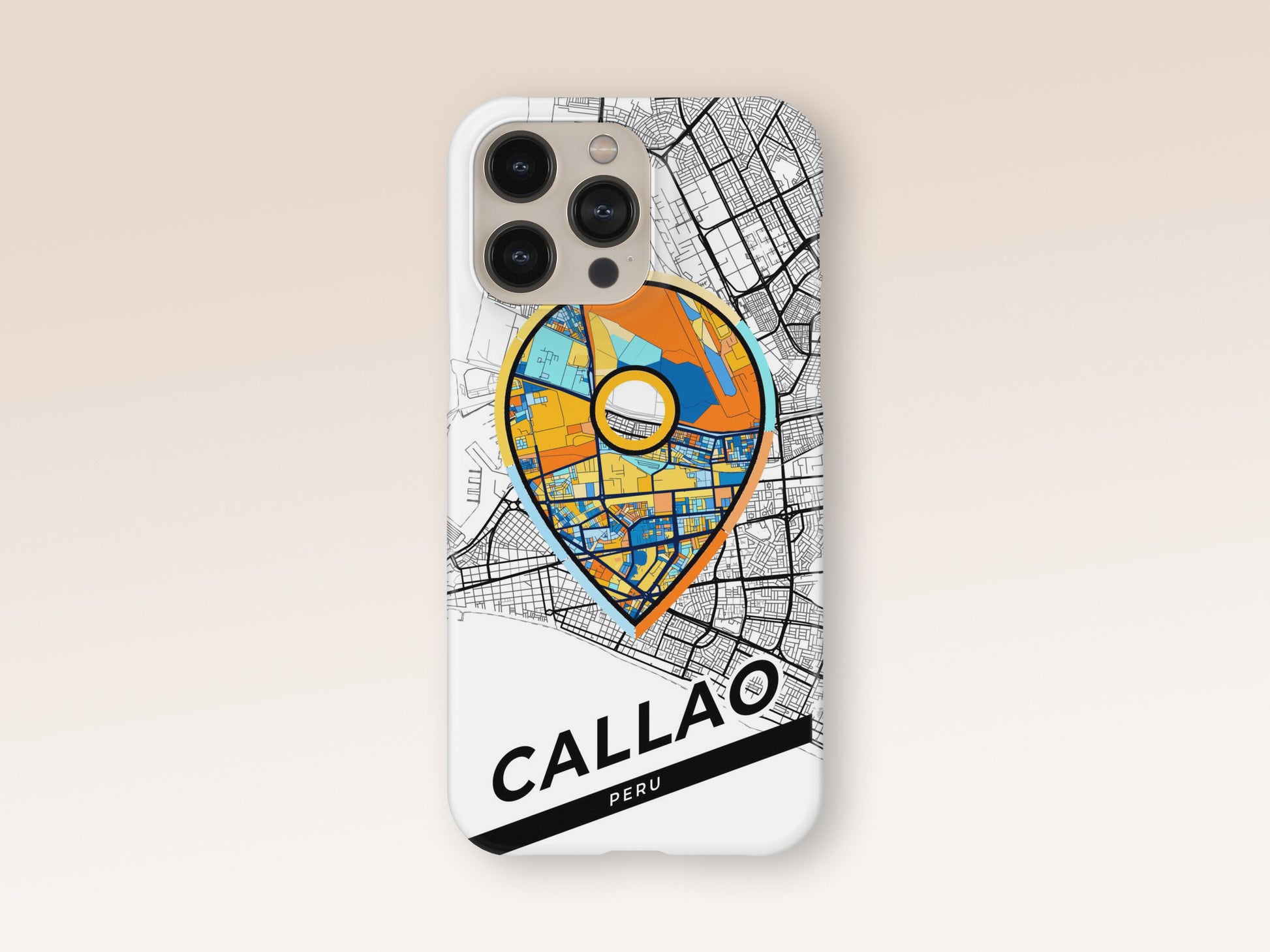Callao Peru slim phone case with colorful icon. Birthday, wedding or housewarming gift. Couple match cases. 1