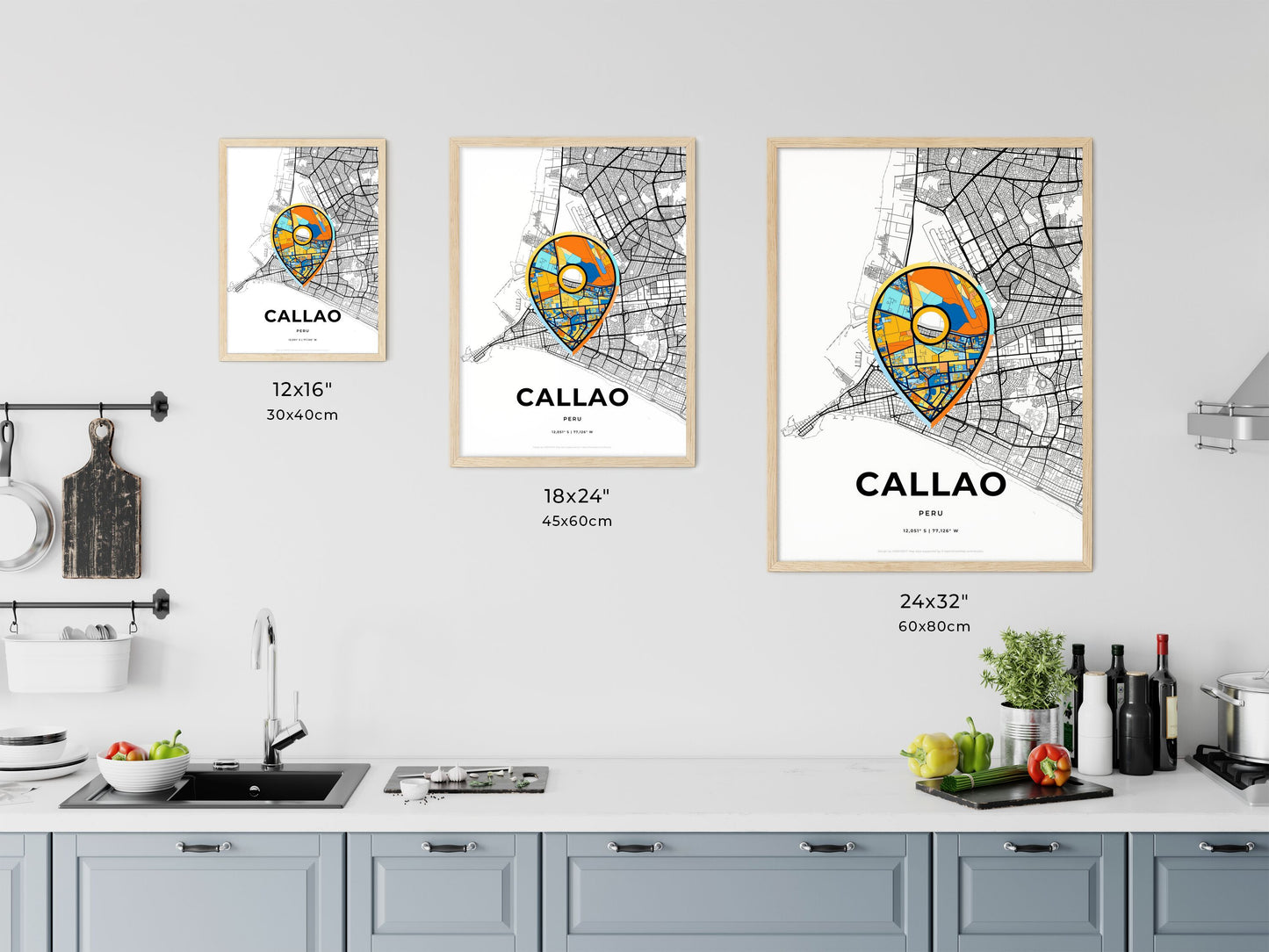 Callao Peru art map size chart