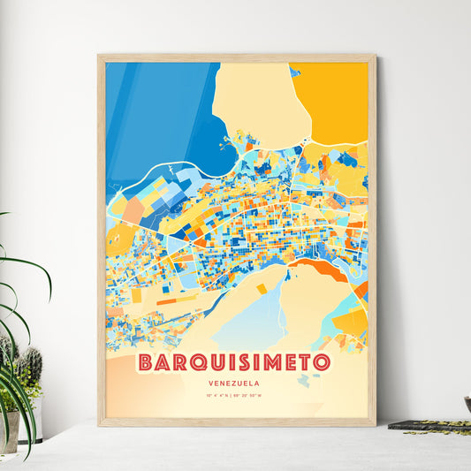 Colorful Barquisimeto Venezuela Fine Art Map Blue Orange