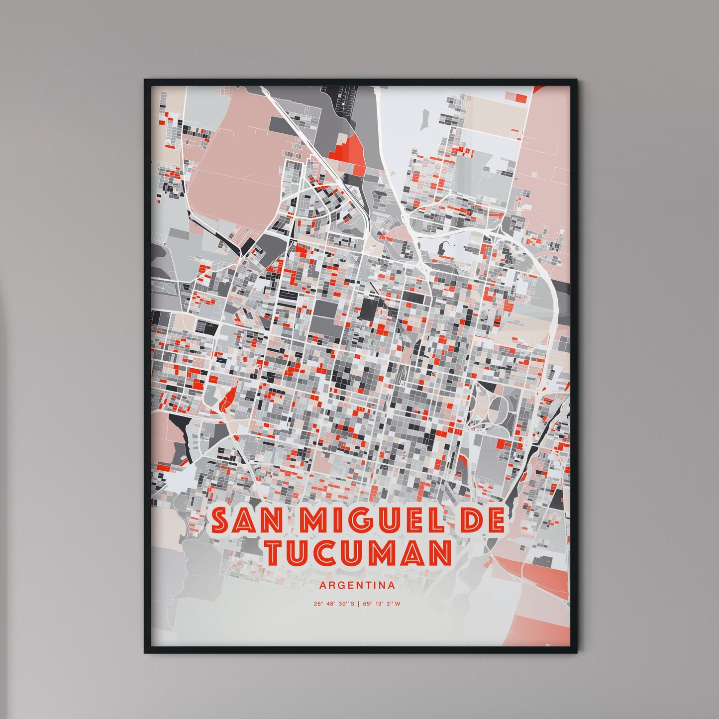 Colorful SAN MIGUEL DE TUCUMAN ARGENTINA Fine Art Map Modern