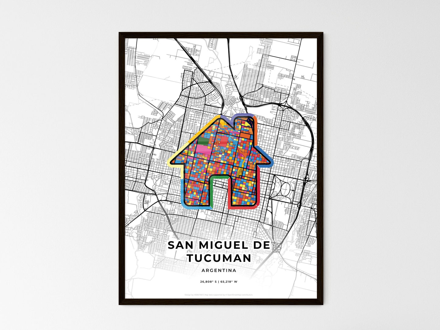 San Miguel De Tucuman Argentina wedding art map with home icon