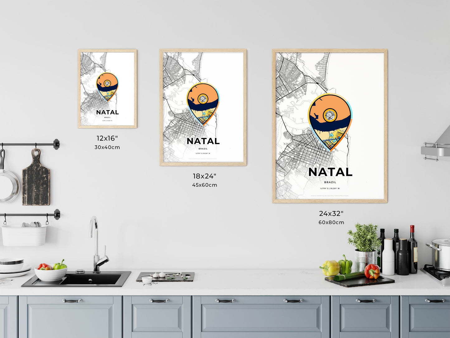 Natal Brazil art map size chart