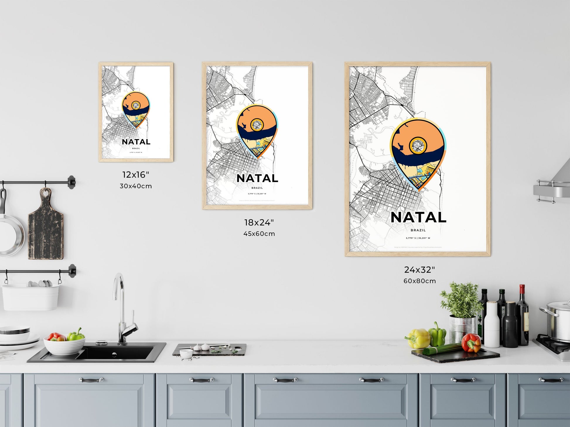 Natal Brazil art map size chart