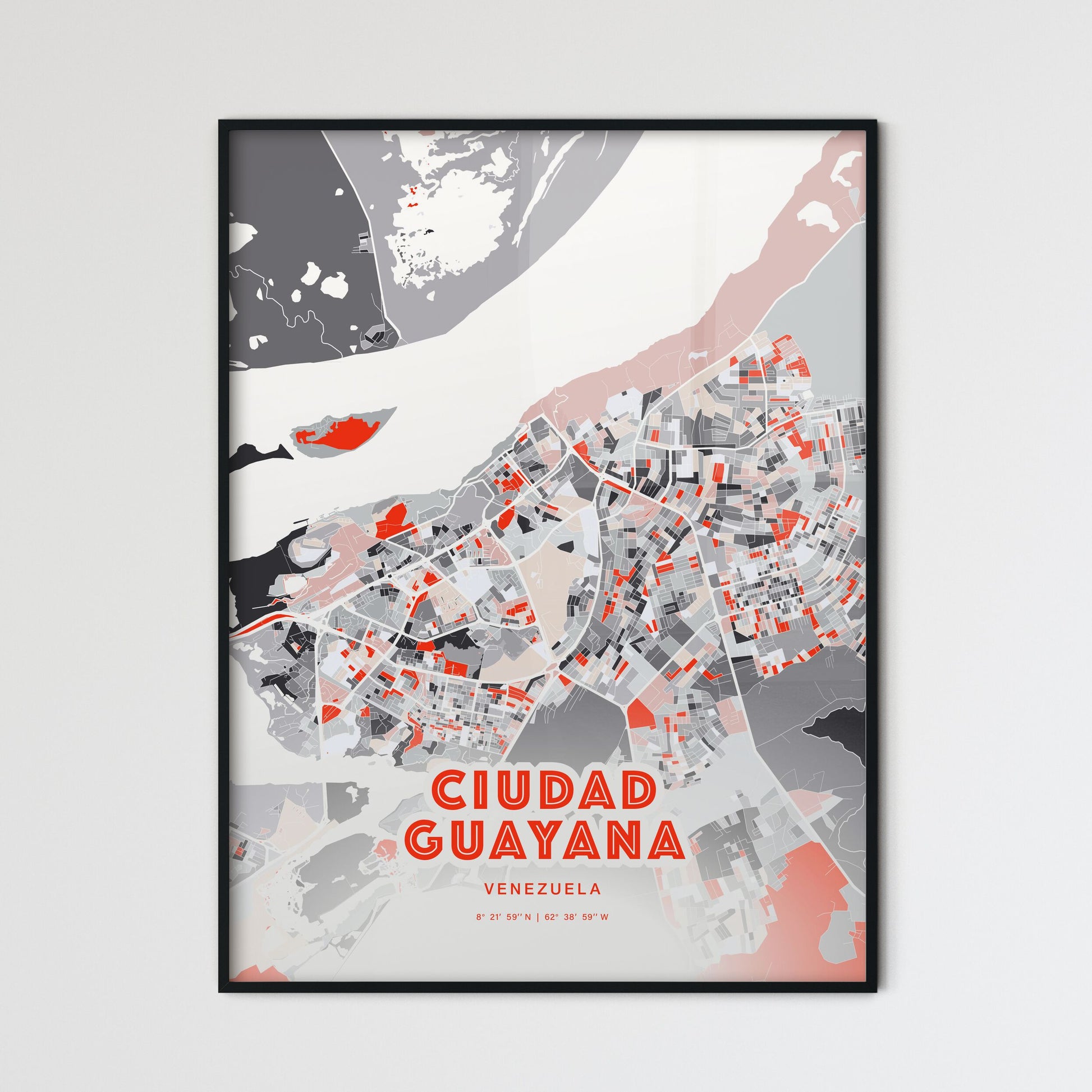 Colorful CIUDAD GUAYANA VENEZUELA Fine Art Map Modern