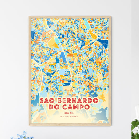 Colorful SAO BERNARDO DO CAMPO BRAZIL Fine Art Map Blue Orange