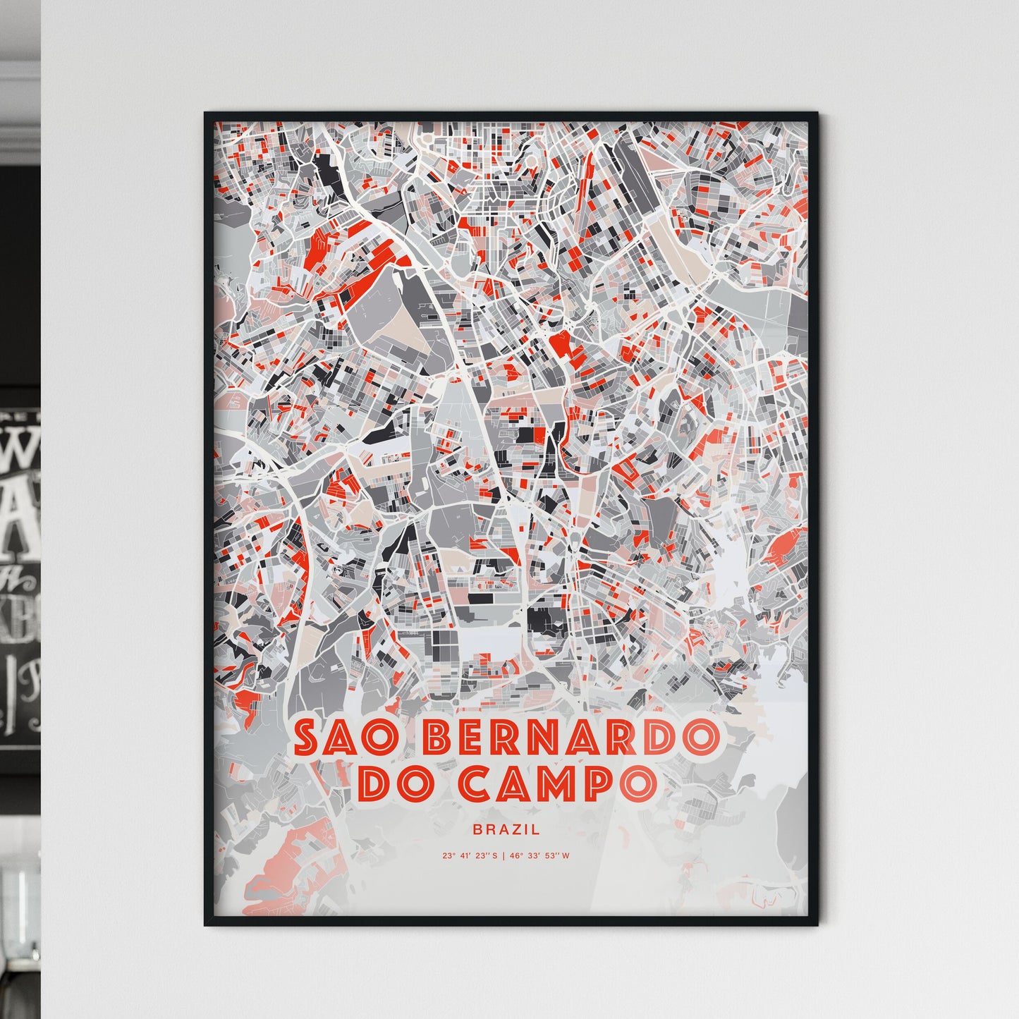 Colorful SAO BERNARDO DO CAMPO BRAZIL Fine Art Map Modern