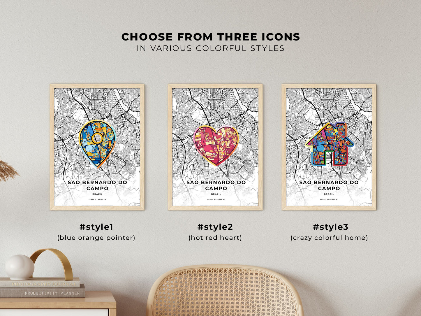 Sao Bernardo Do Campo Brazil maps with colorful icons