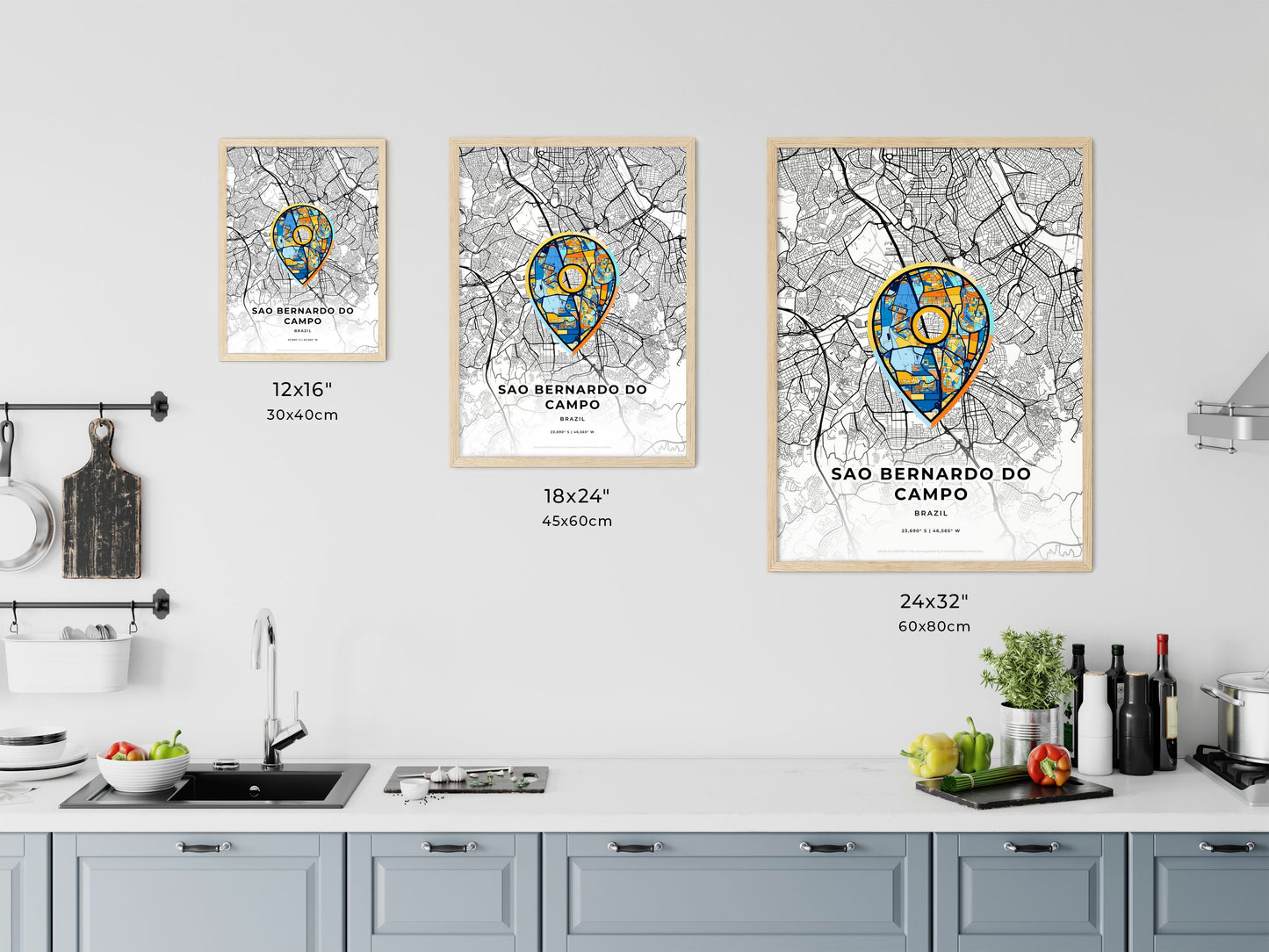 Sao Bernardo Do Campo Brazil art map size chart