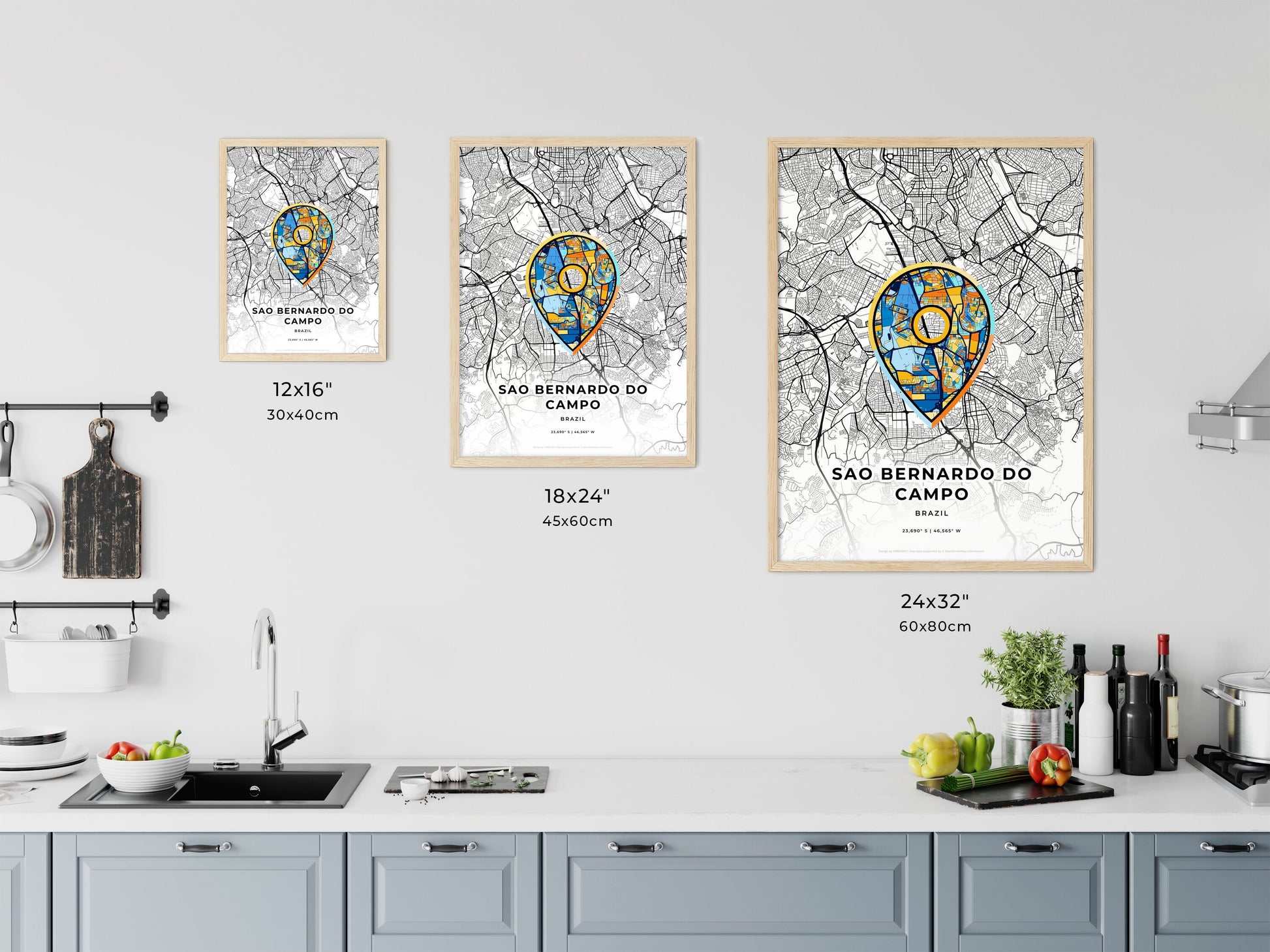 Sao Bernardo Do Campo Brazil art map size chart