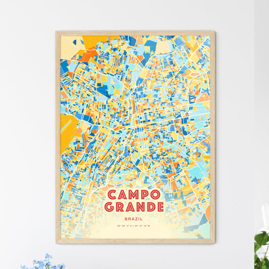 Colorful Campo Grande Brazil Fine Art Map Blue Orange