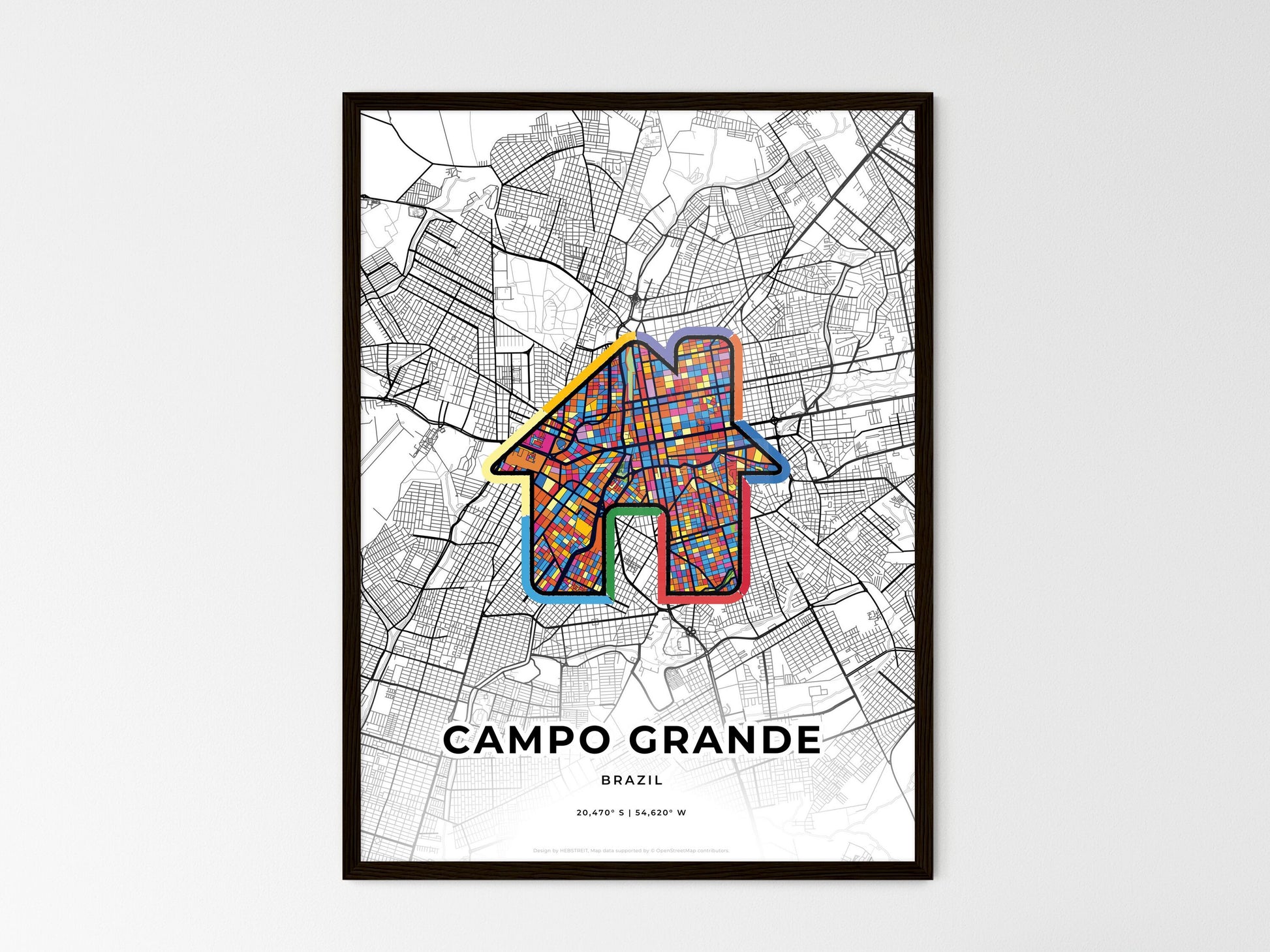 Campo Grande Brazil wedding art map with home icon