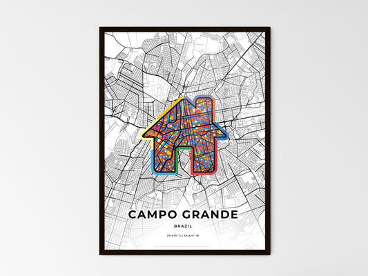 Campo Grande Brazil wedding art map with home icon