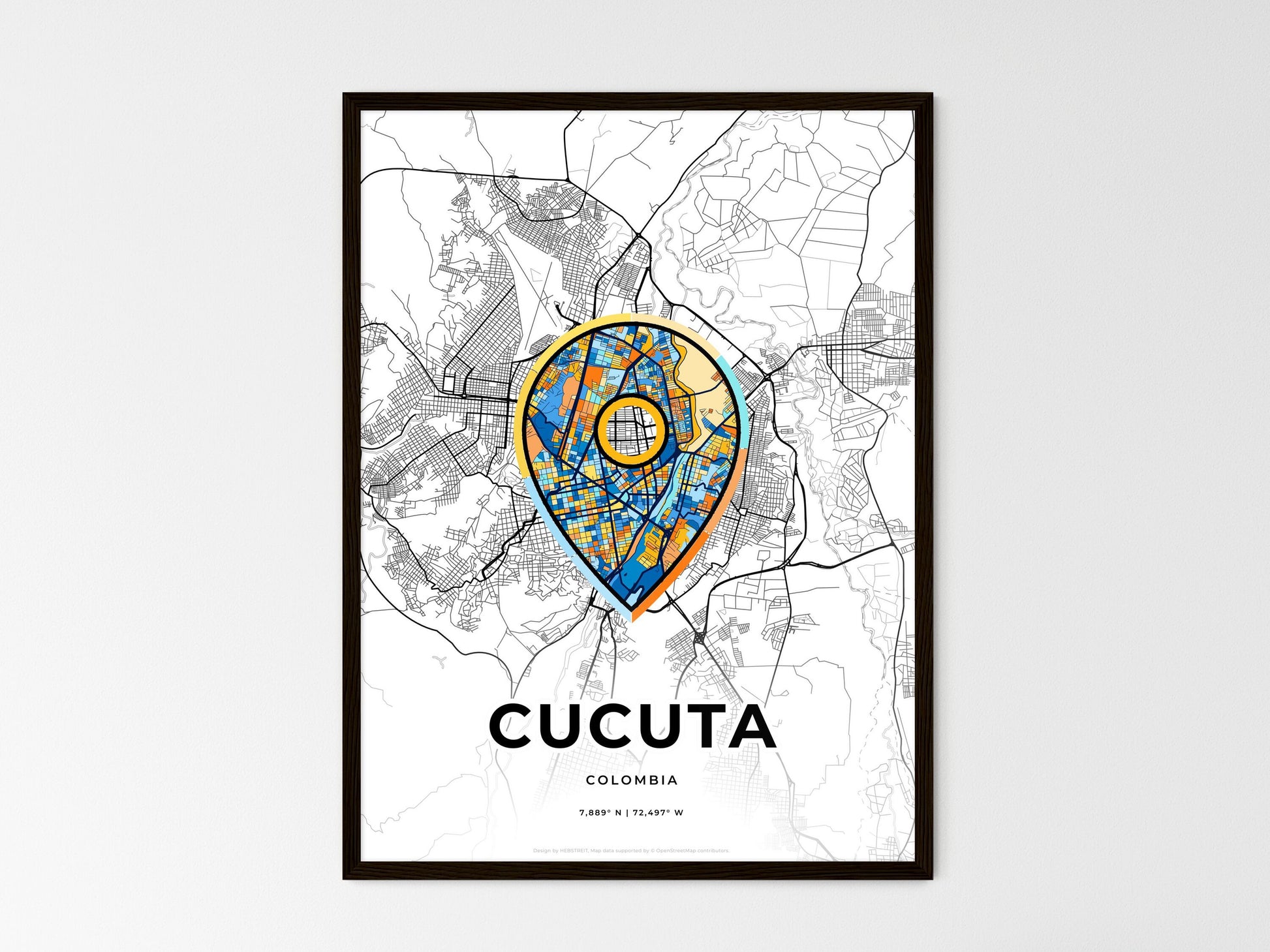 Cucuta Colombia wedding art map with pointer icon
