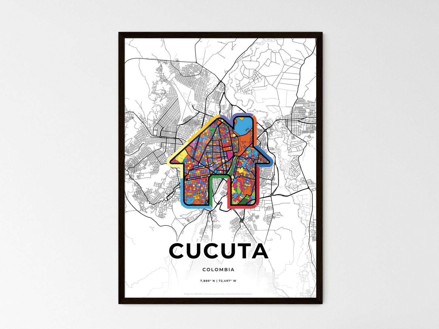Cucuta Colombia wedding art map with home icon