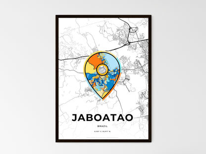 JABOATAO BRAZIL minimal art map with a colorful icon. Where it all began, Couple map gift. Style 1