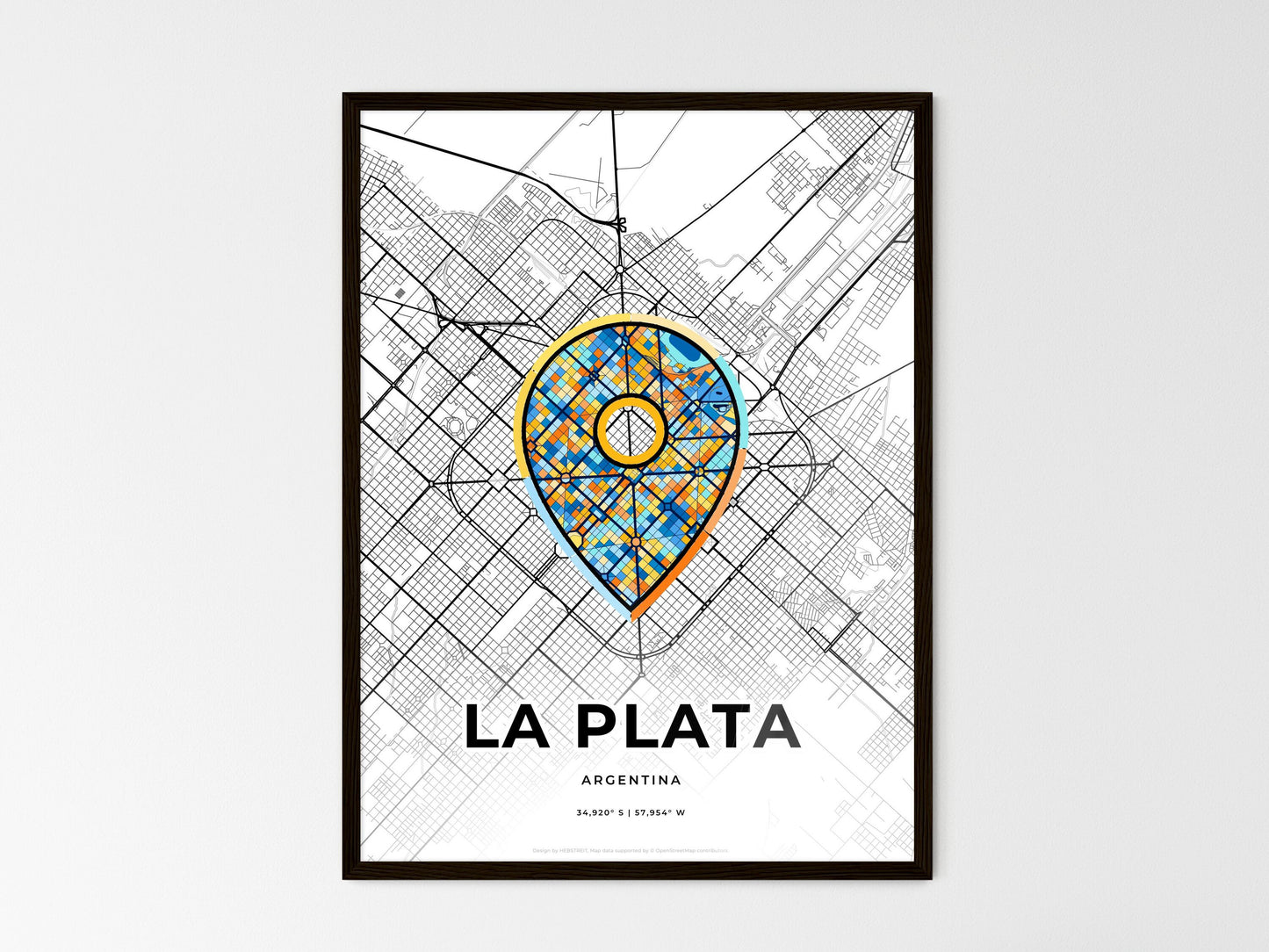 La Plata Argentina wedding art map with pointer icon