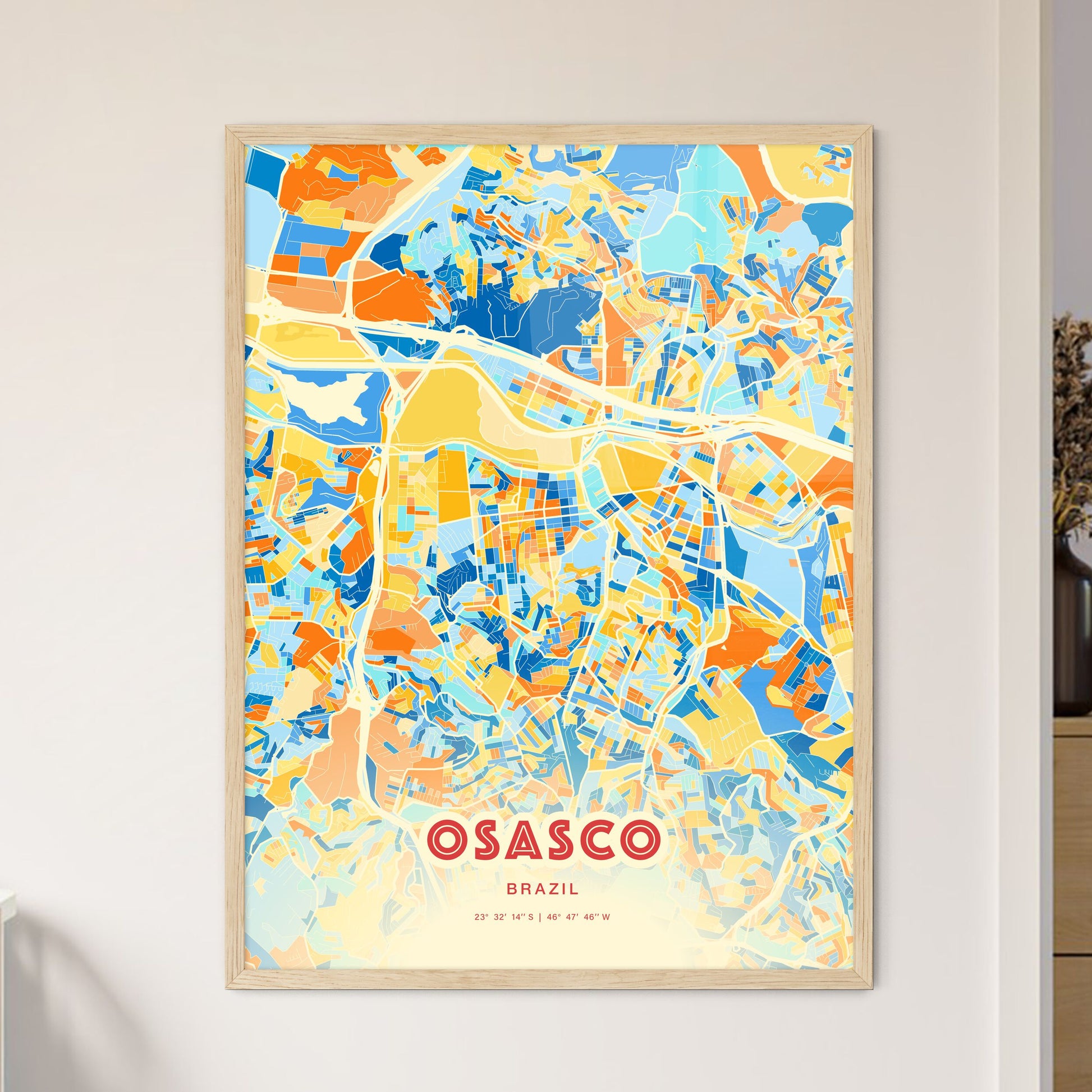 Colorful Osasco Brazil Fine Art Map Blue Orange