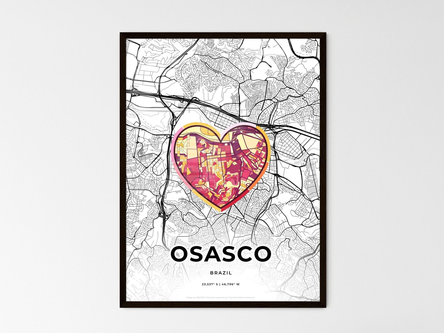 Osasco Brazil wedding art map with heart icon