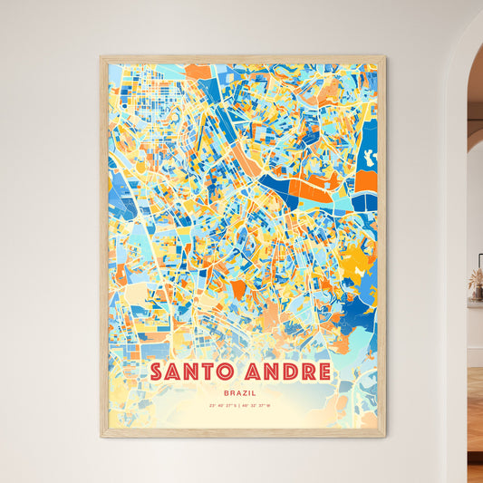 Colorful Santo Andre Brazil Fine Art Map Blue Orange