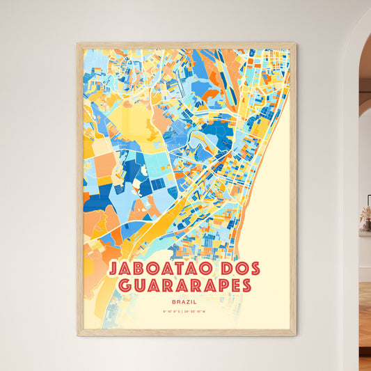 Colorful JABOATAO DOS GUARARAPES BRAZIL Fine Art Map Blue Orange