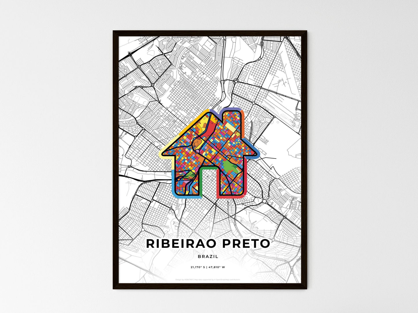 Ribeirao Preto Brazil wedding art map with home icon