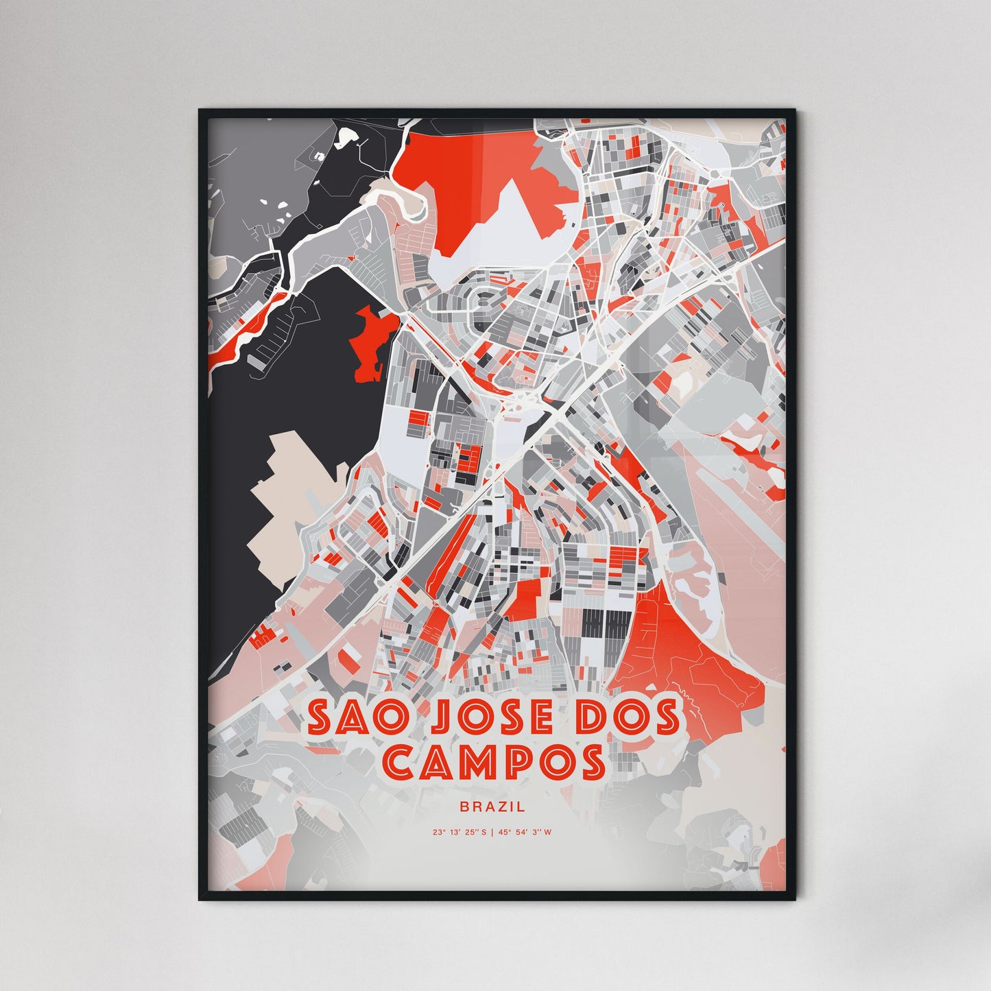 Colorful SAO JOSE DOS CAMPOS BRAZIL Fine Art Map Modern