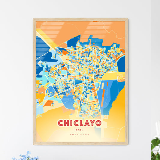 Colorful Chiclayo Peru Fine Art Map Blue Orange