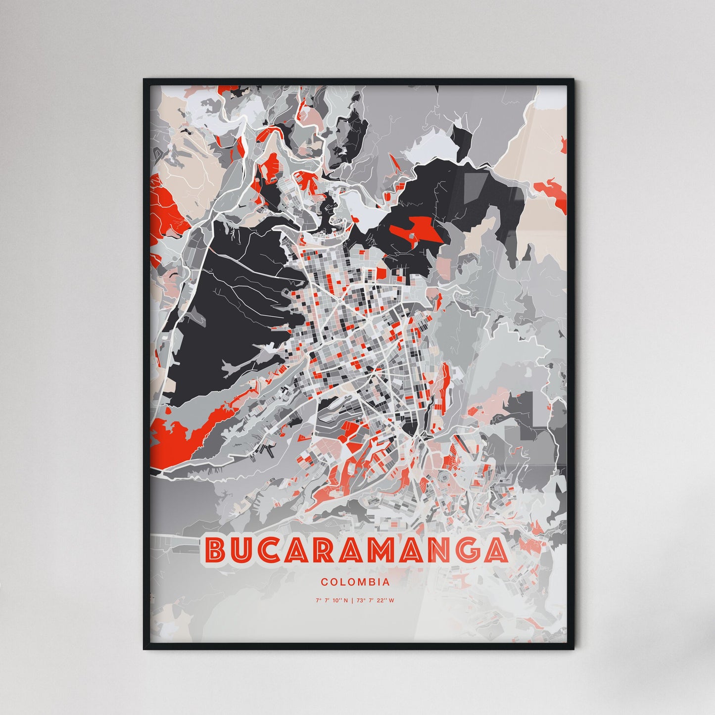 Colorful BUCARAMANGA COLOMBIA Fine Art Map Modern