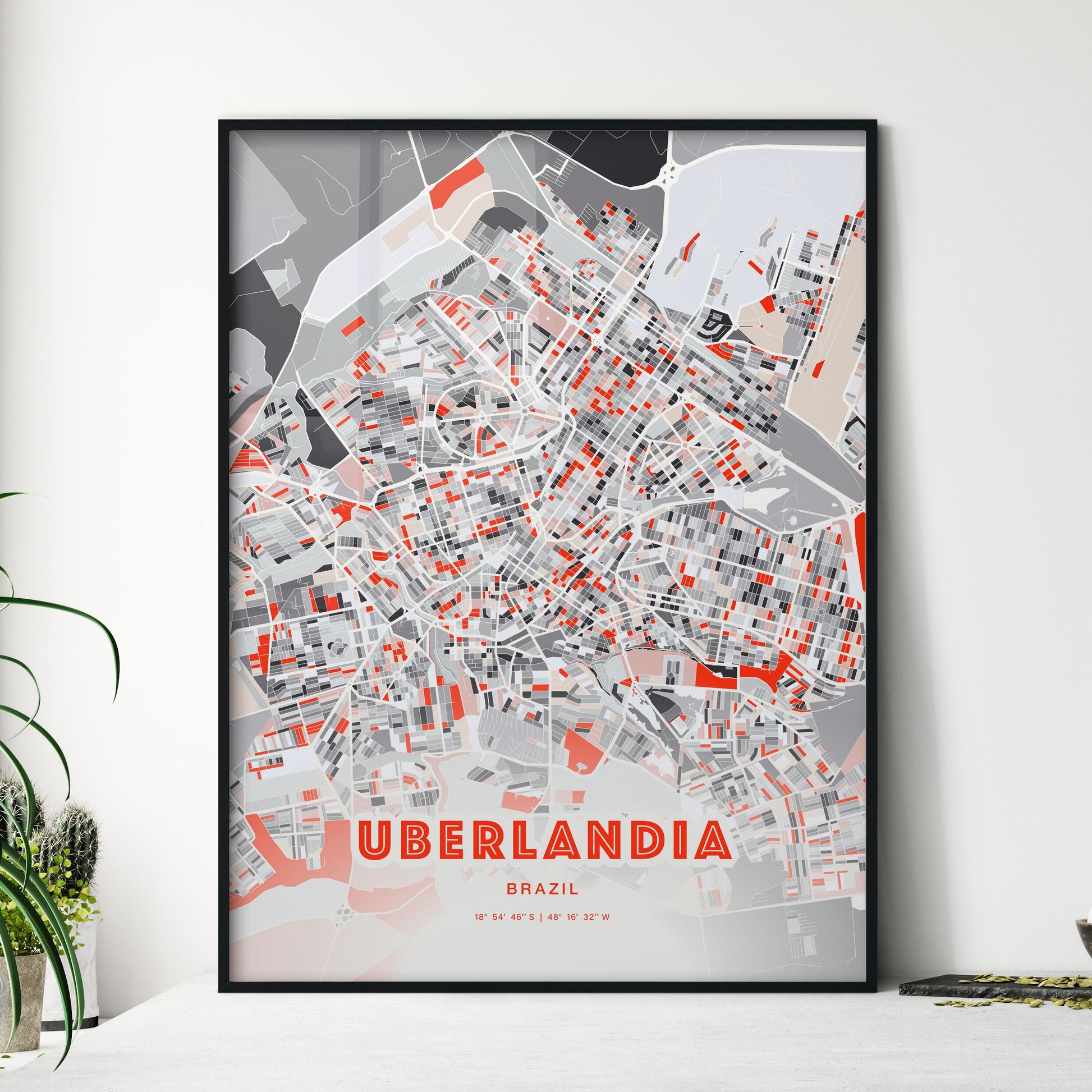 Colorful UBERLANDIA BRAZIL Fine Art Map Modern