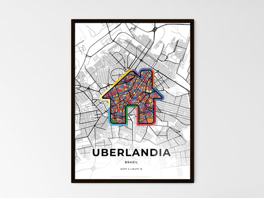 Uberlandia Brazil wedding art map with home icon
