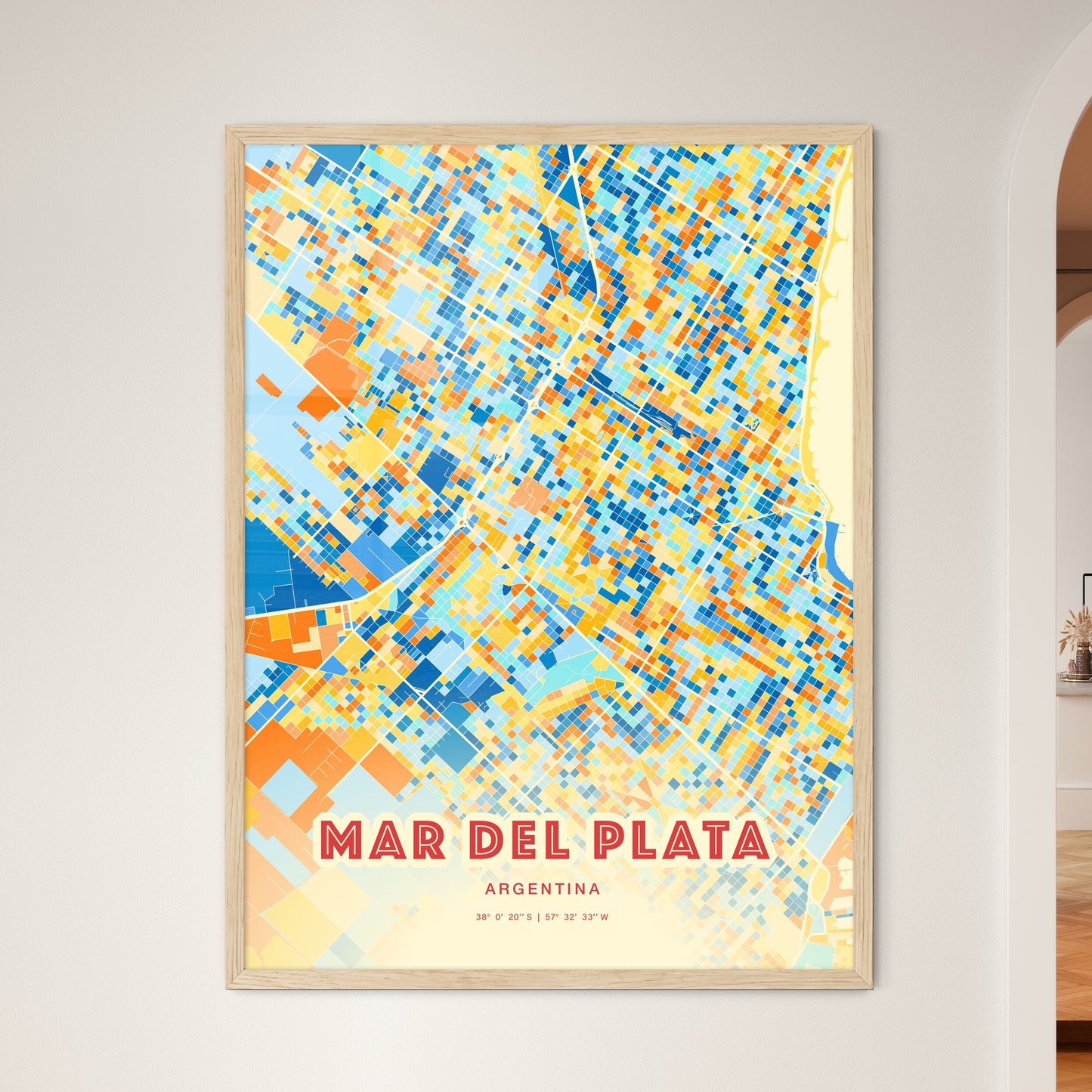 Colorful MAR DEL PLATA ARGENTINA Fine Art Map Blue Orange