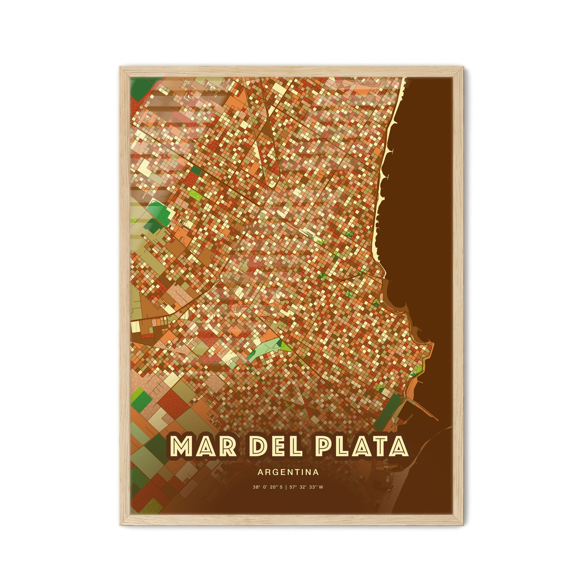 Colorful MAR DEL PLATA ARGENTINA Fine Art Map Farmhouse