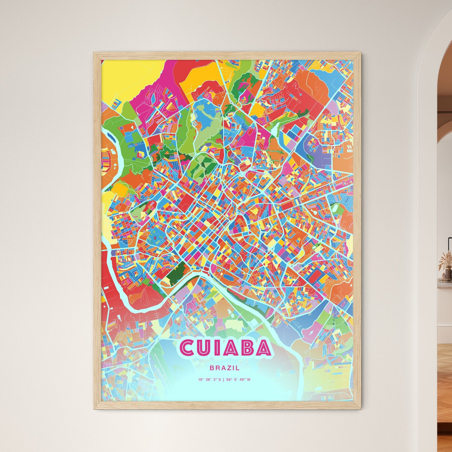 Colorful CUIABA BRAZIL Fine Art Map Crazy Colors