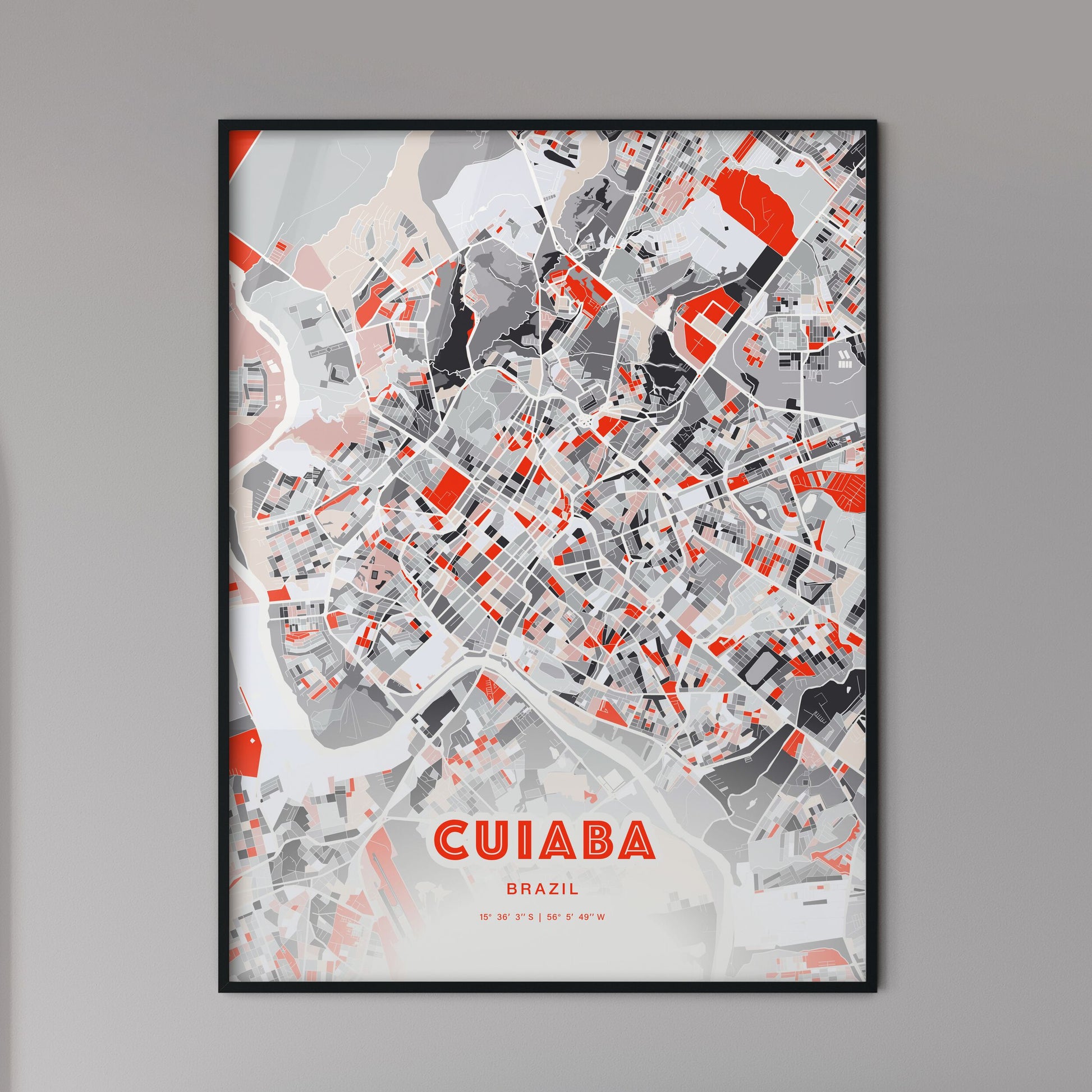 Colorful CUIABA BRAZIL Fine Art Map Modern