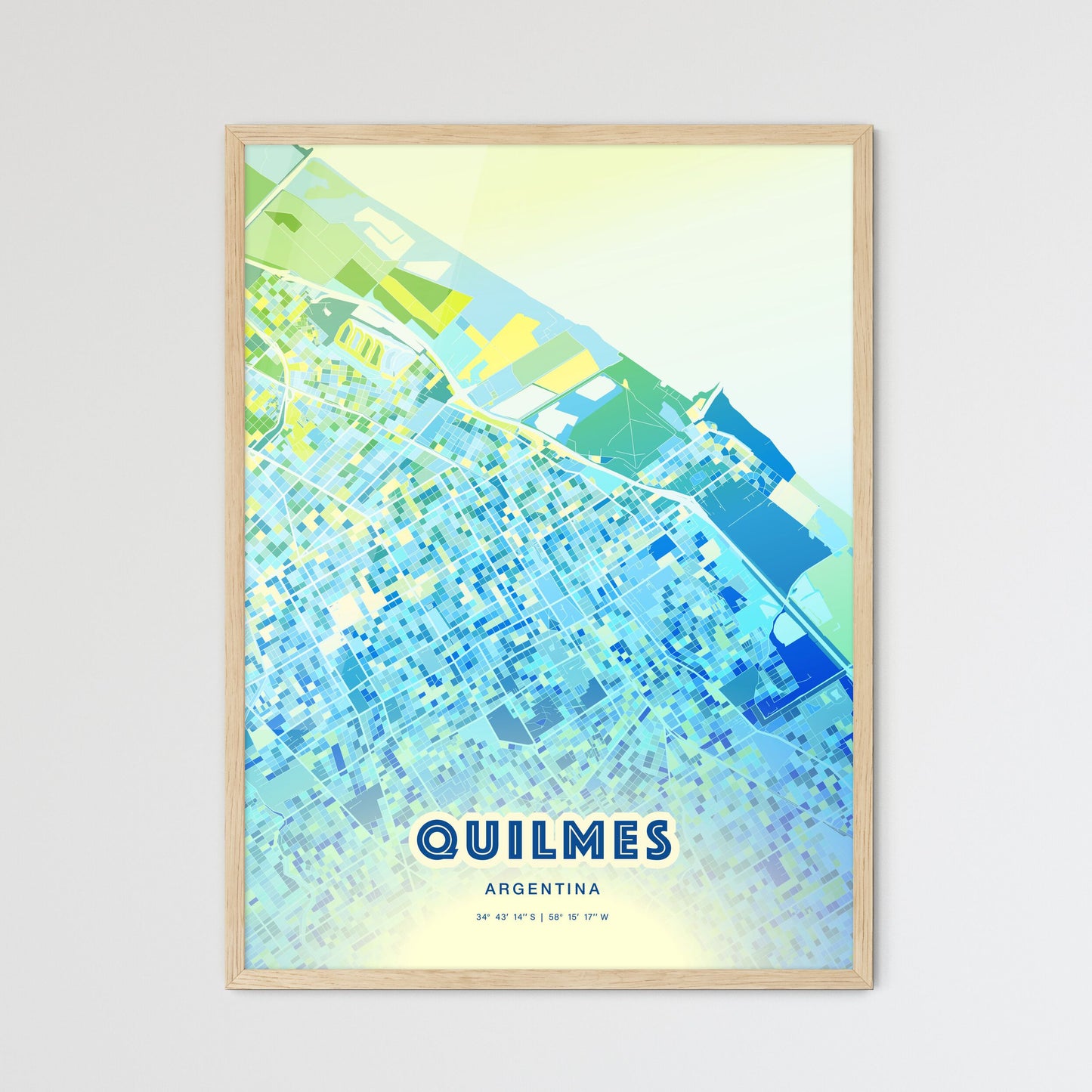 Colorful QUILMES ARGENTINA Fine Art Map Cool Blue