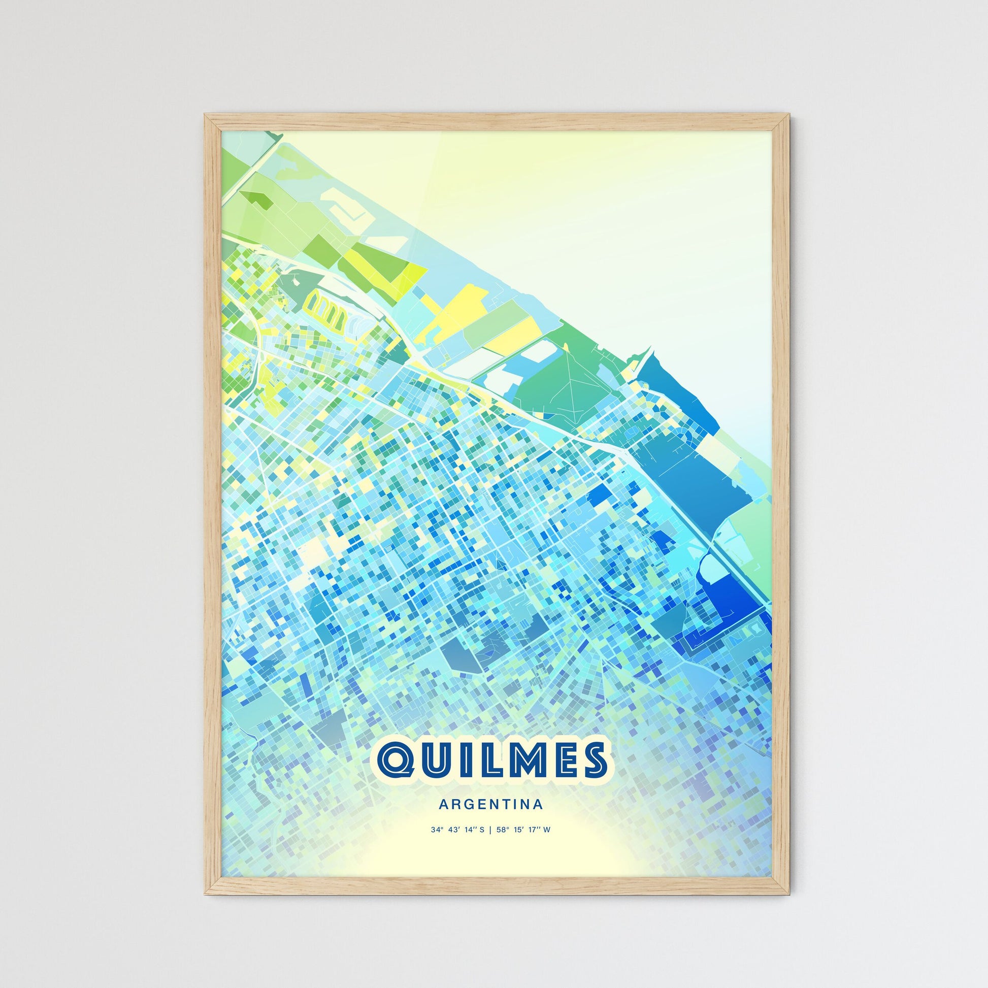 Colorful QUILMES ARGENTINA Fine Art Map Cool Blue