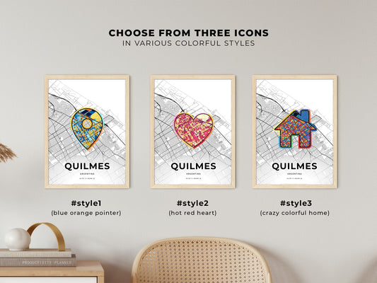 Quilmes Argentina maps with colorful icons