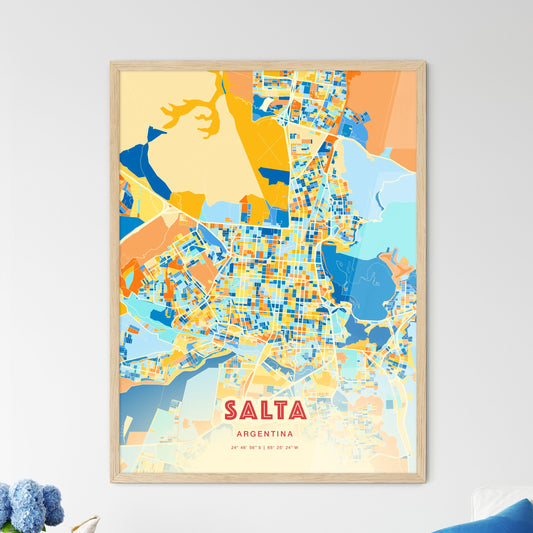 Colorful SALTA ARGENTINA Fine Art Map Blue Orange