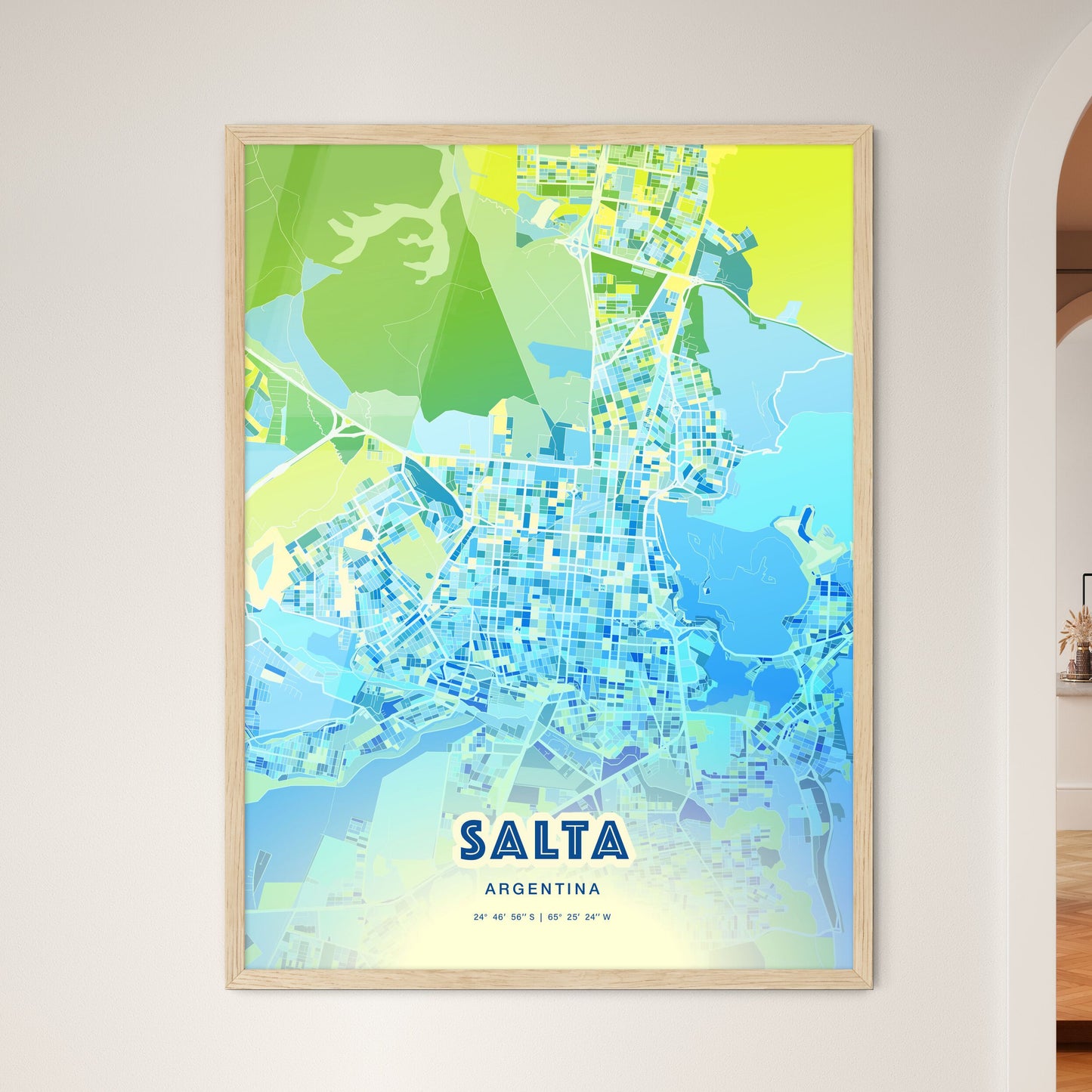 Colorful SALTA ARGENTINA Fine Art Map Cool Blue