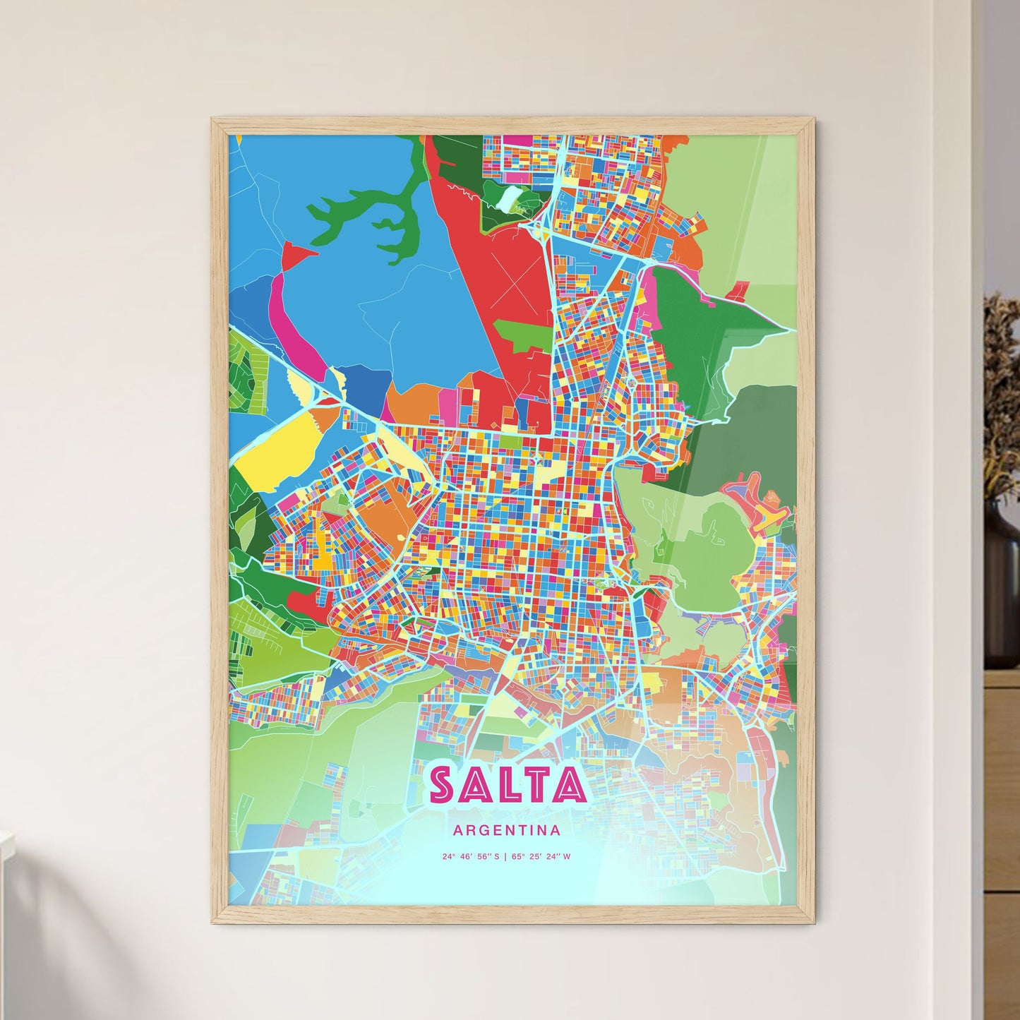 Colorful SALTA ARGENTINA Fine Art Map Crazy Colors