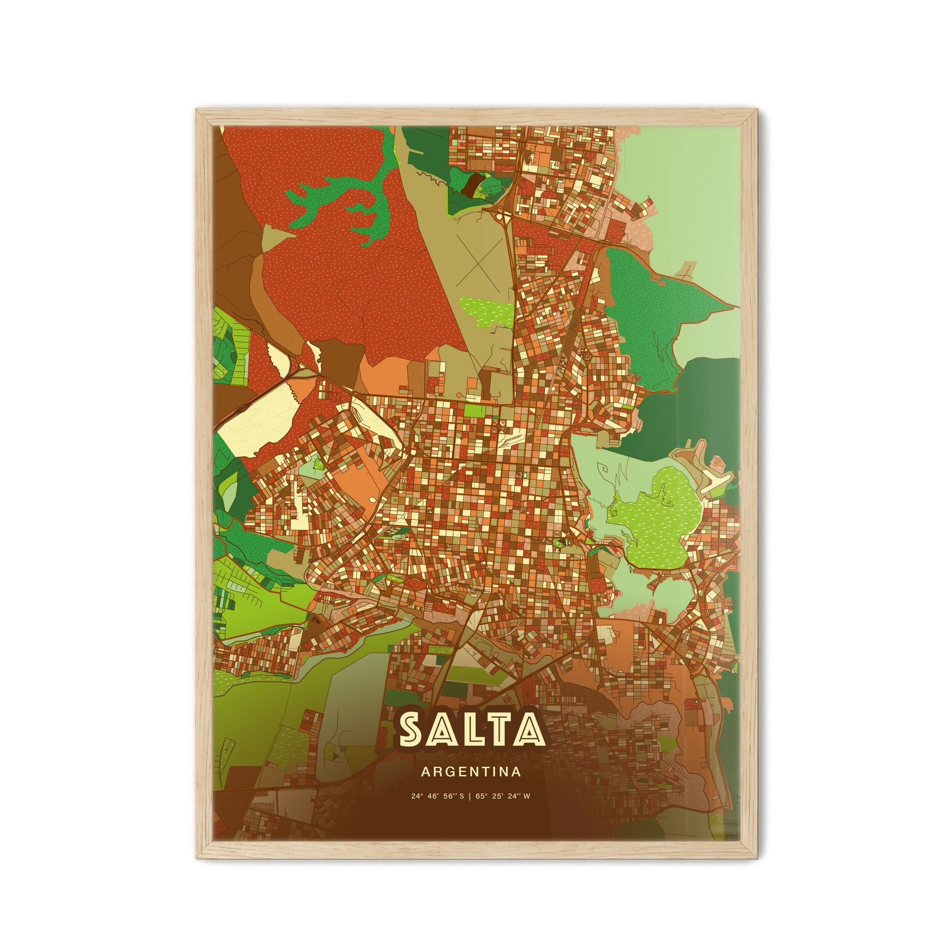 Colorful SALTA ARGENTINA Fine Art Map Farmhouse