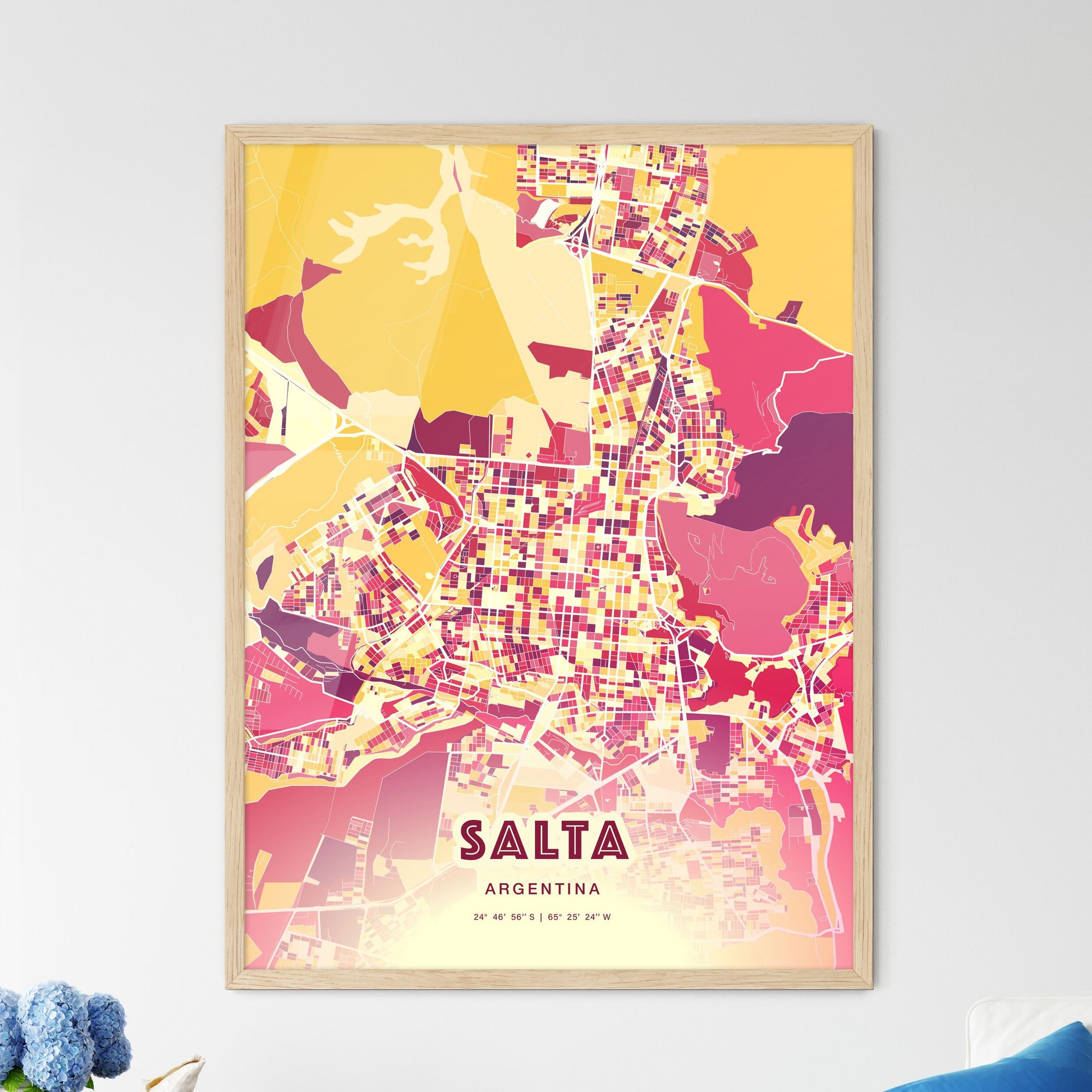 Colorful SALTA ARGENTINA Fine Art Map Hot Red