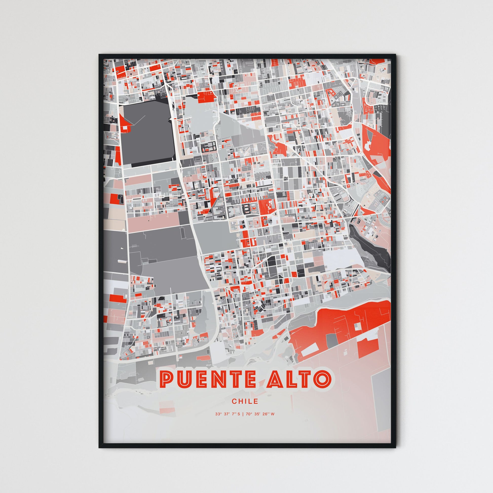 Colorful PUENTE ALTO CHILE Fine Art Map Modern