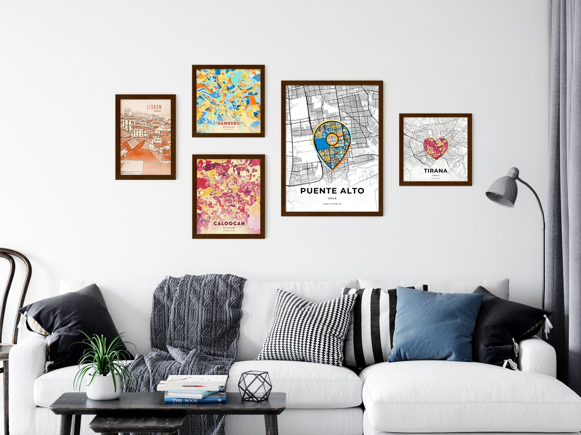 Puente Alto Chile wall art with creative maps