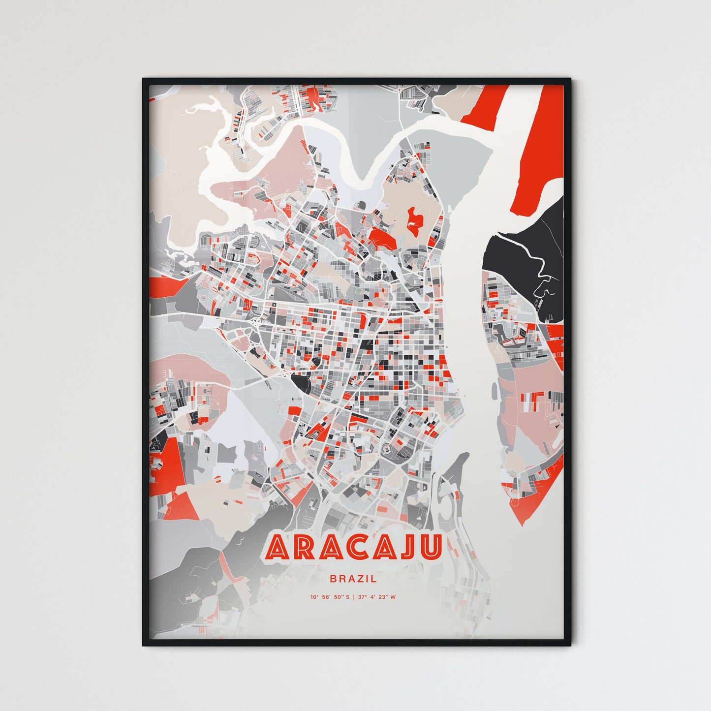 Colorful ARACAJU BRAZIL Fine Art Map Modern