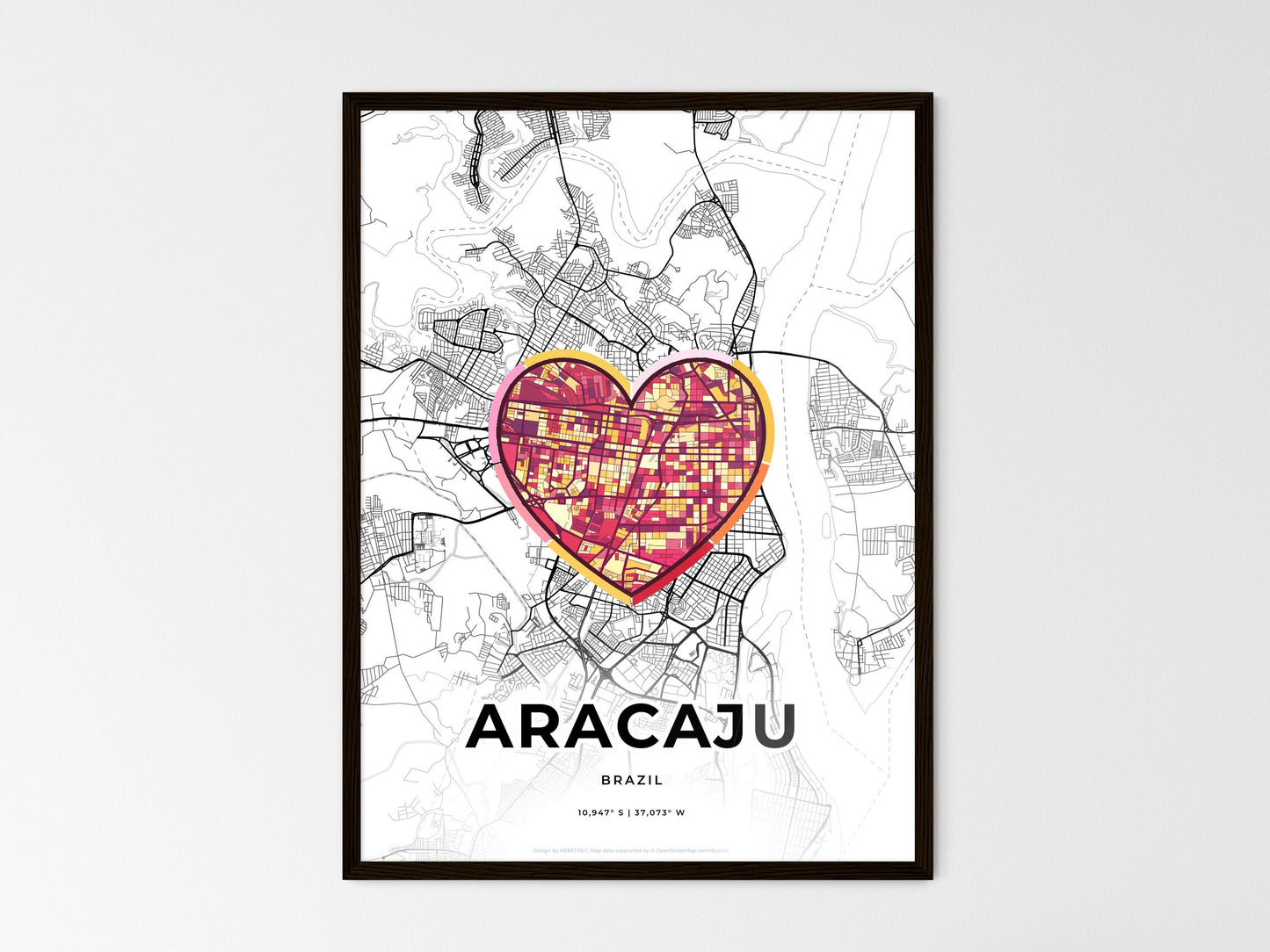 Aracaju Brazil wedding art map with heart icon
