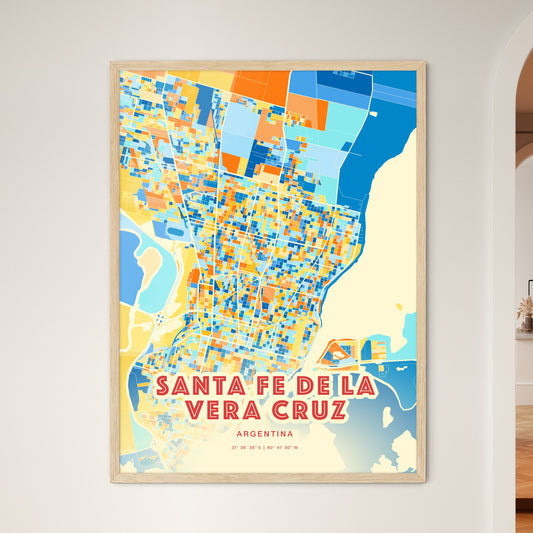 Colorful SANTA FE DE LA VERA CRUZ ARGENTINA Fine Art Map Blue Orange