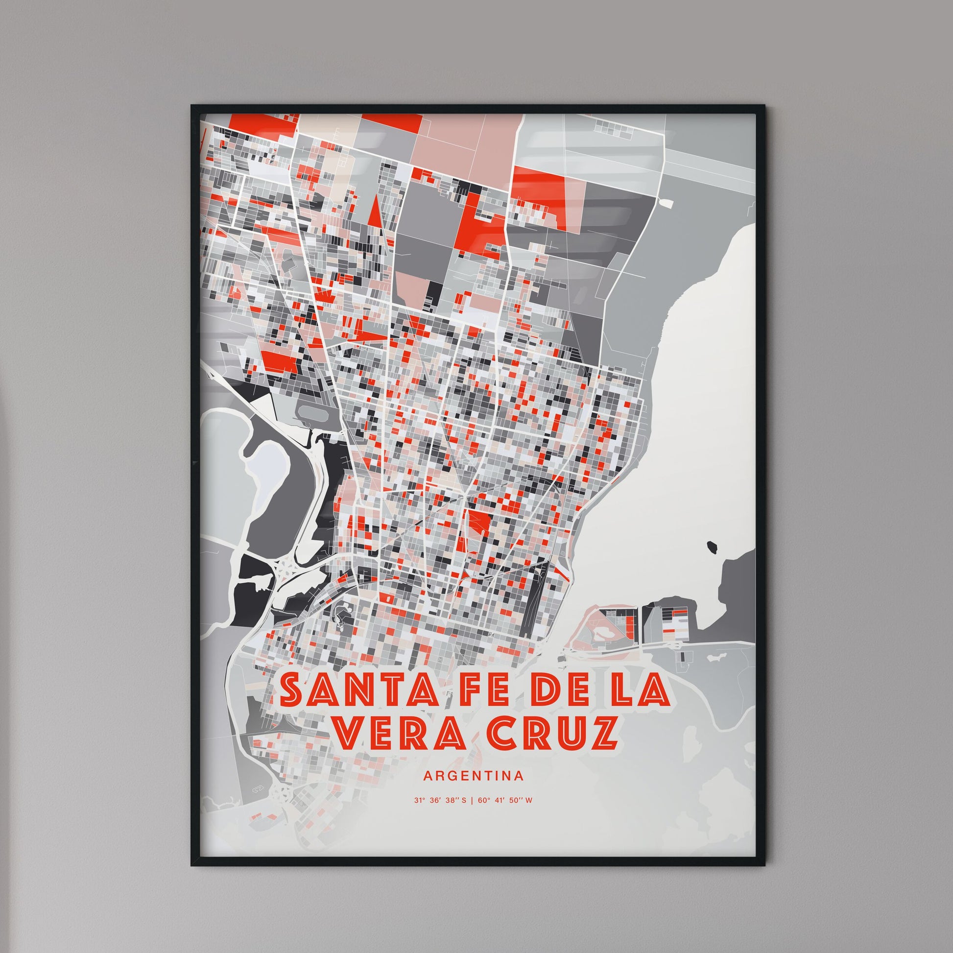 Colorful SANTA FE DE LA VERA CRUZ ARGENTINA Fine Art Map Modern